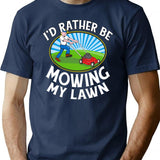 Funny Retro Vintage Lawn Mower T-Shirt - Retro Graphic Casual Tee - Navy