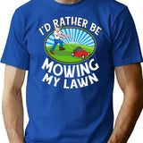 Funny Retro Vintage Lawn Mower T-Shirt - Retro Graphic Casual Tee - Blue