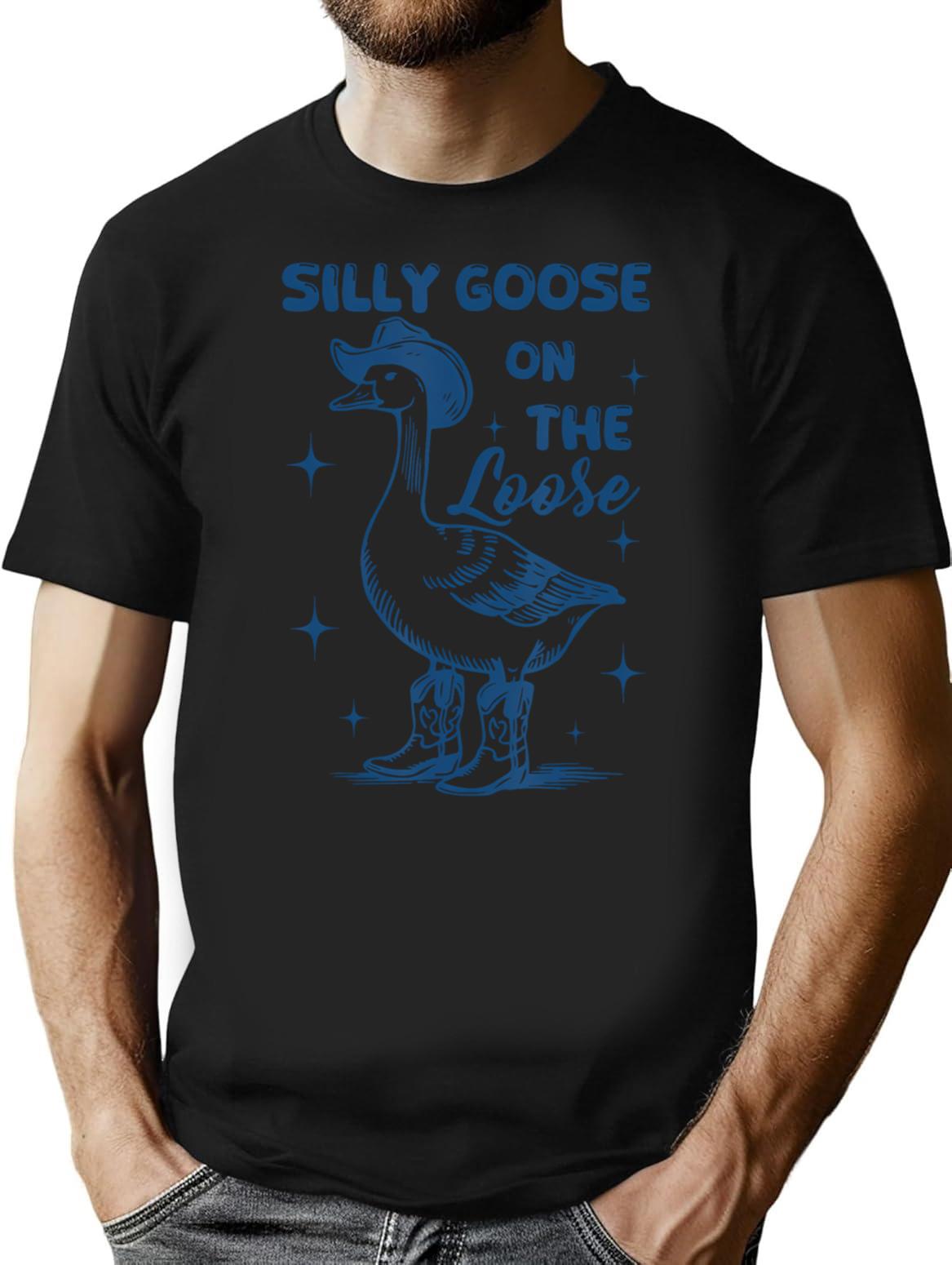 Funny Retro Vintage Meme Silly Goose On The Loose T-Shirt - Black