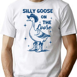 Funny Retro Vintage Meme Silly Goose On The Loose T-Shirt - White