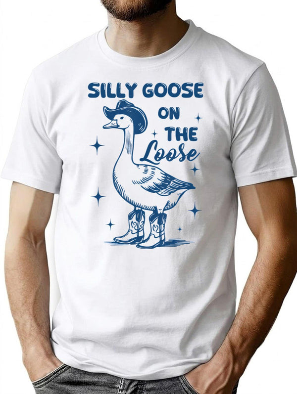 Funny Retro Vintage Meme Silly Goose On The Loose T-Shirt - White