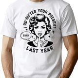 Funny Retro Woman Christmas Humor T-Shirt - Sarcastic Humor Graphic Tee - White