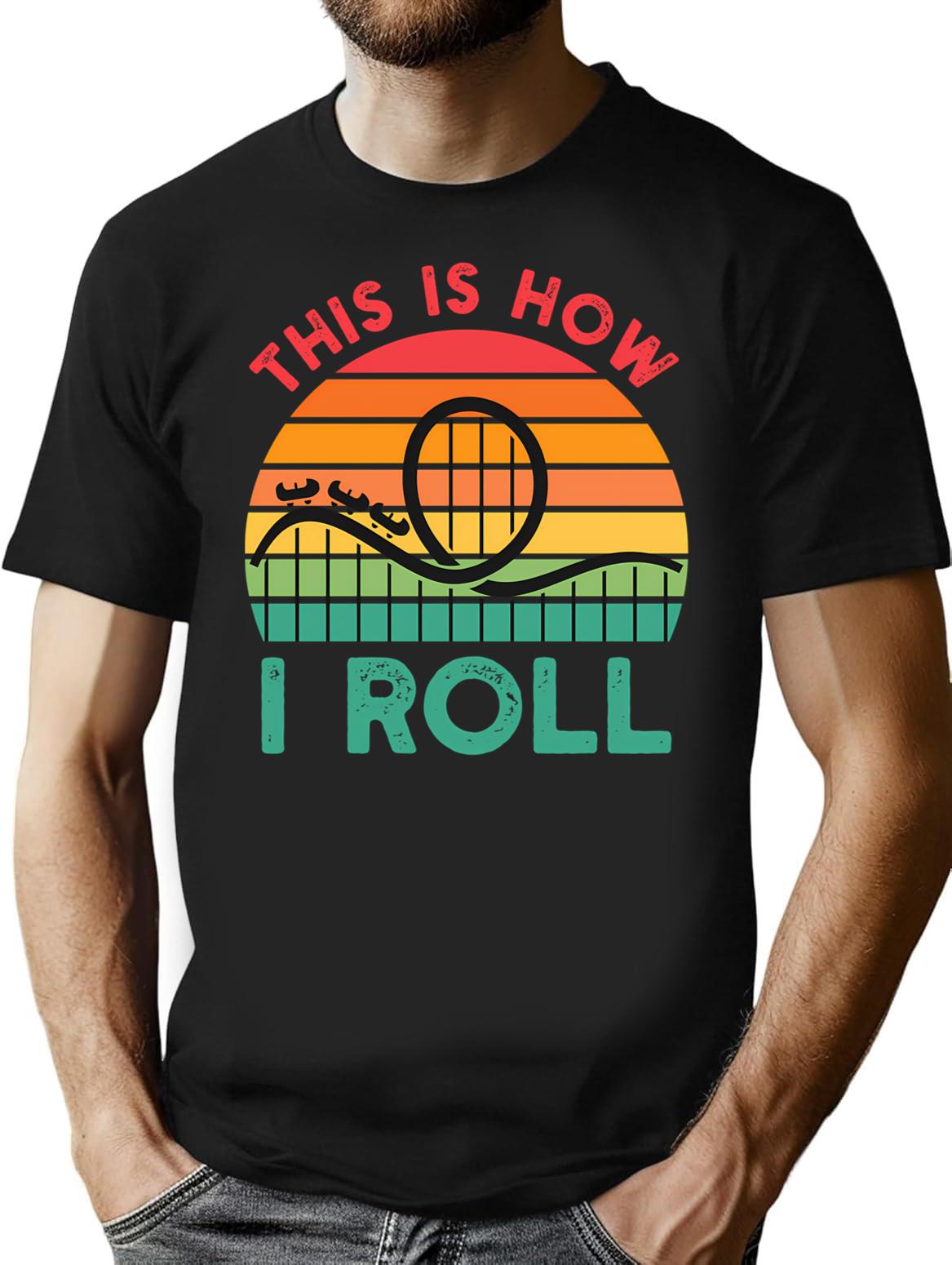Funny Rollercoaster Gift This Is How I Roll Rollercoaster Retro Vintage - Roller Coaster Amusement Lover T-Shirt - Black