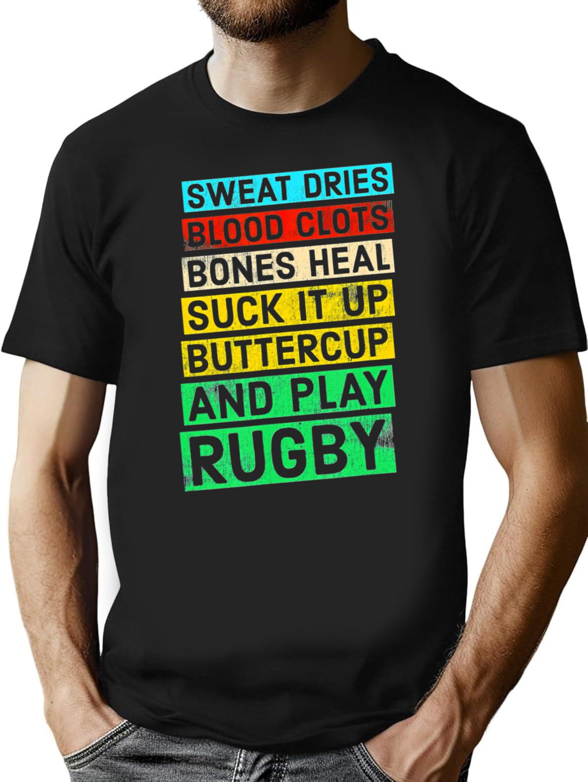 Funny Rugby Quote Play Rugby T-Shirt - Retro Graphic Tee for Men & Women - Black