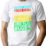 Funny Rugby Quote Play Rugby T-Shirt - Retro Graphic Tee for Men & Women - White