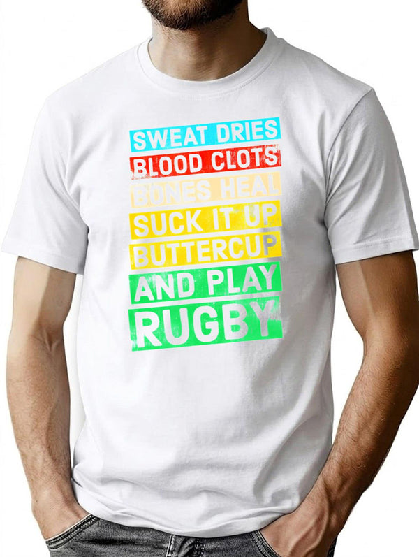 Funny Rugby Quote Play Rugby T-Shirt - Retro Graphic Tee for Men & Women - White