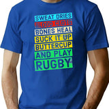 Funny Rugby Quote Play Rugby T-Shirt - Retro Graphic Tee for Men & Women - Blue