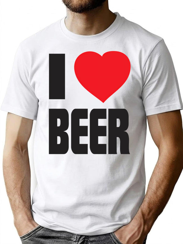 Funny Shirt - I Love Beer T-Shirt - White