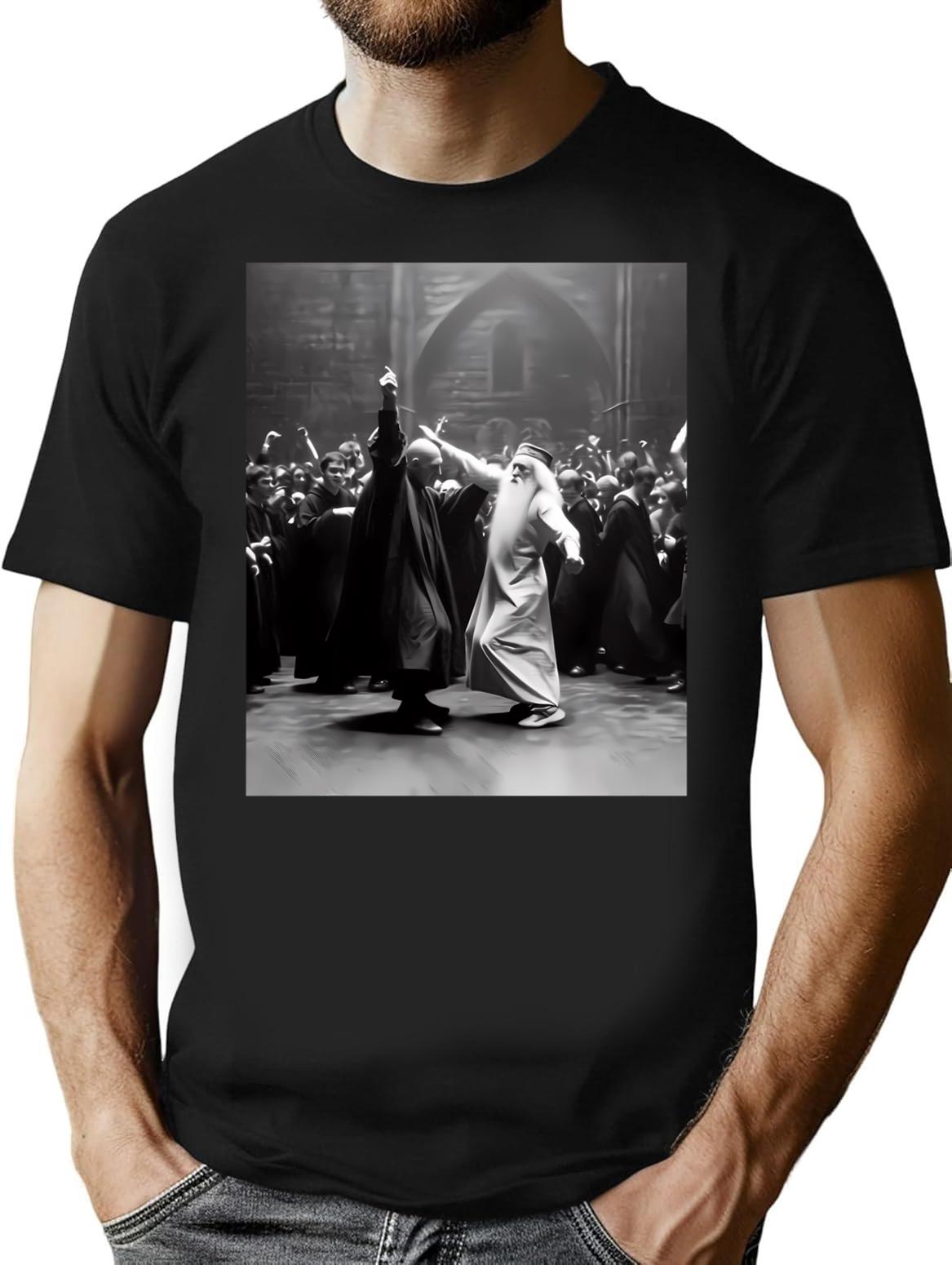 Funny Shirt Wizards Dancing Tshirt Vintage Fantasy Rave Party T Shirt - Black