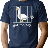 Funny Silly Goose Got Too Silly T-Shirt - Navy
