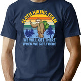 Funny Sloth Hiking Team T-Shirt - Sarcastic Humor Graphic Tee - Navy