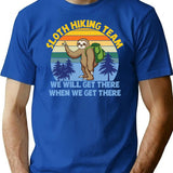 Funny Sloth Hiking Team T-Shirt - Sarcastic Humor Graphic Tee - Blue