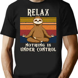 Funny Sloth Yoga Retro Vintage Gift T-Shirt - Black