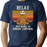 Funny Sloth Yoga Retro Vintage Gift T-Shirt - Navy