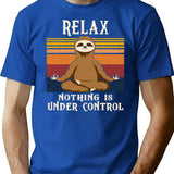 Funny Sloth Yoga Retro Vintage Gift T-Shirt - Blue