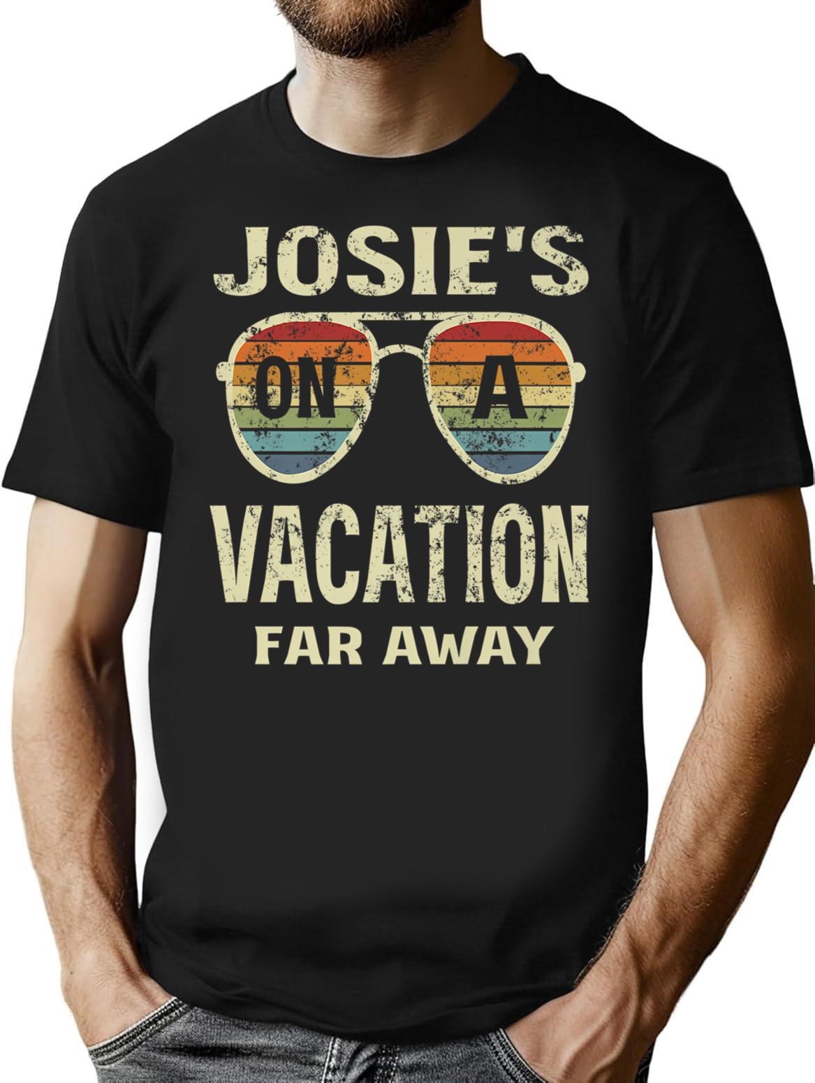 Funny Summer Quotes Josie's On A Vacation Far Away Retro Premium T-Shirt - Black