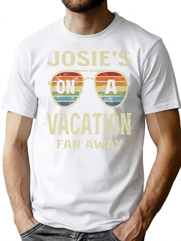 Funny Summer Quotes Josie's On A Vacation Far Away Retro Premium T-Shirt - White