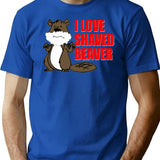 Funny T Shirt I Love Shaved Beaver Dirty - Blue