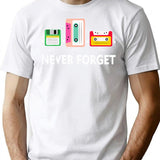 Funny Tech Never Forget Floppy Disk Cassette Tape T-Shirt - White