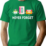 Funny Tech Never Forget Floppy Disk Cassette Tape T-Shirt - Green
