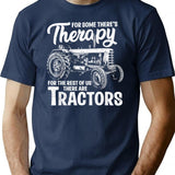 Funny Tractor Farmer Therapy Vintage Farm Tractor Men Women T-Shirt - Navy