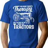 Funny Tractor Farmer Therapy Vintage Farm Tractor Men Women T-Shirt - Blue