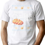 Funny Ugly Hanukkah Sweater Happy Challah Days T-Shirt - White