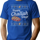 Funny Ugly Hanukkah Sweater Happy Challah Days T-Shirt - Blue