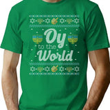 Funny Ugly Hanukkah Sweater Oy To The World T-Shirt - Green