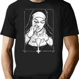 Funny Unholy Drug Nun T-Shirt - Sarcastic Humor Graphic Tee - Black