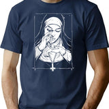 Funny Unholy Drug Nun T-Shirt - Sarcastic Humor Graphic Tee - Navy