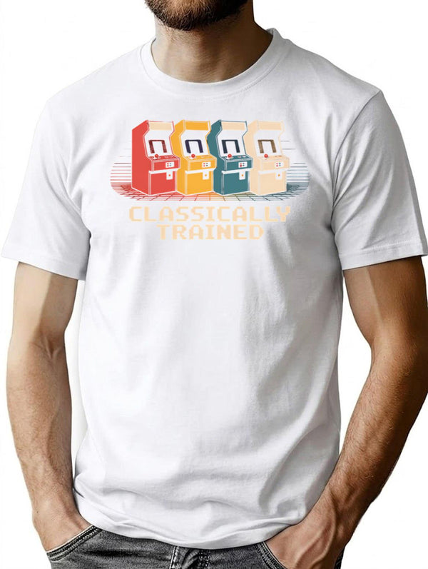 Funny Vintage Arcade Cabinet Video Gaming Retro Gamer T-Shirt - White