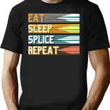 Funny Vintage Eat Sleep Splice Repeat Fiber Optic Cable Splicer T-Shirt - Black