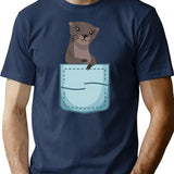 Funny Vintage Ferret Lovers Gift T-Shirt - Retro Graphic Casual Tee - Navy