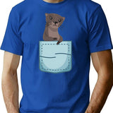 Funny Vintage Ferret Lovers Gift T-Shirt - Retro Graphic Casual Tee - Blue