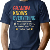 Funny Vintage Grandpa Knows Everything Retro Shirt Papa Birthday Fathers Day T Shirt - Navy
