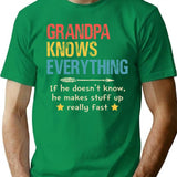 Funny Vintage Grandpa Knows Everything Retro Shirt Papa Birthday Fathers Day T Shirt - Green