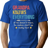 Funny Vintage Grandpa Knows Everything Retro Shirt Papa Birthday Fathers Day T Shirt - Blue