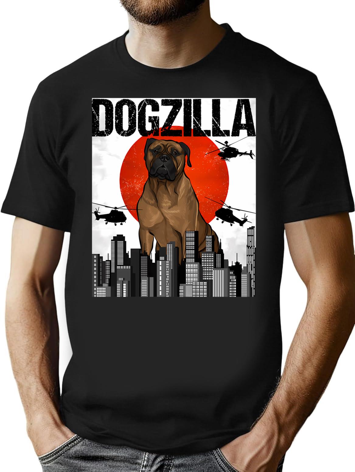 Funny Vintage Japanese Dogzilla Bullmastiff T-Shirt - Retro Graphic Casual Tee - Black