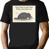 Funny Vintage Mole Drawing T-Shirt - Retro Graphic Casual Tee - Black