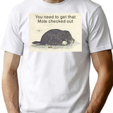 Funny Vintage Mole Drawing T-Shirt - Retro Graphic Casual Tee - White