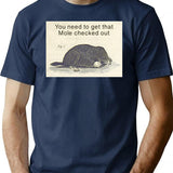 Funny Vintage Mole Drawing T-Shirt - Retro Graphic Casual Tee - Navy