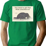 Funny Vintage Mole Drawing T-Shirt - Retro Graphic Casual Tee - Green