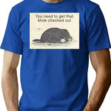 Funny Vintage Mole Drawing T-Shirt - Retro Graphic Casual Tee - Blue