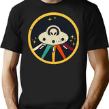 Funny Vintage Retro Ufo T-Shirt - Retro Graphic Casual Tee - Black