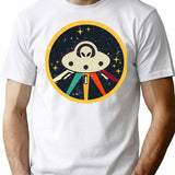 Funny Vintage Retro Ufo T-Shirt - Retro Graphic Casual Tee - White