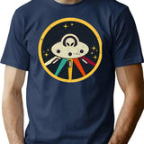 Funny Vintage Retro Ufo T-Shirt - Retro Graphic Casual Tee - Navy