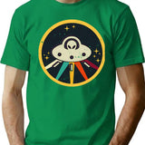 Funny Vintage Retro Ufo T-Shirt - Retro Graphic Casual Tee - Green