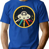 Funny Vintage Retro Ufo T-Shirt - Retro Graphic Casual Tee - Blue