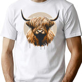 Funny Vintage Scottish Highland Cow Heilan Coo T-Shirt - White